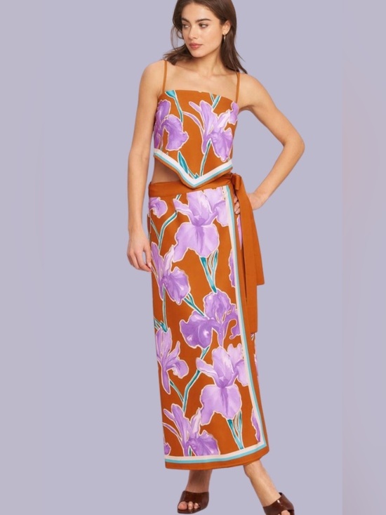 Flying Tomato Other - Flying Tomato Summer Iris Woven Midi Wrap Skirt and Top
